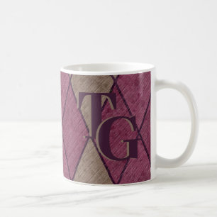 Retro Classic Lila Diamond Argyle Monogram Kaffemugg