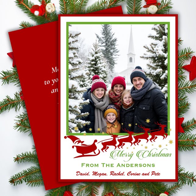 Retro Classic Mid-Century Anpassningsbar Photo-jul Julkort (Retro Classic Mid-Century Custom Photo Christmas Holiday Card)