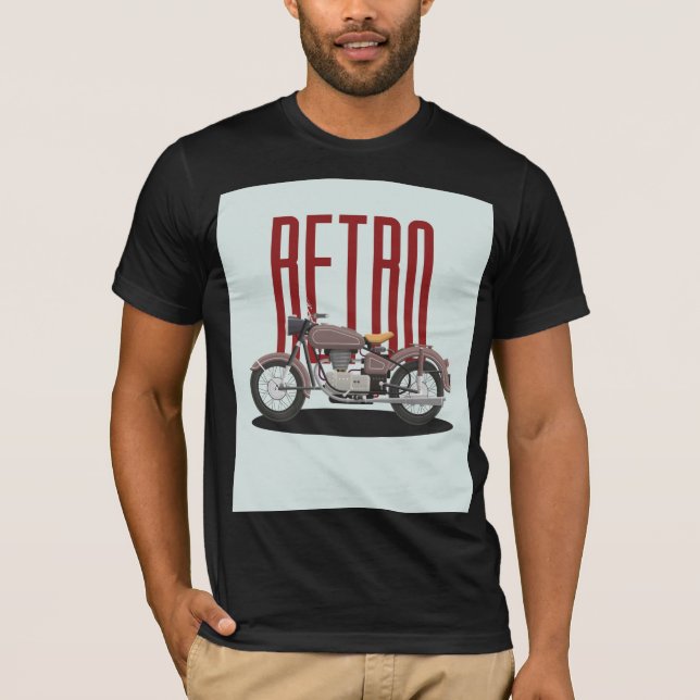 Retro Classic Motorcycle. T Shirt (Framsida)