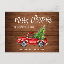 Retro Classic Rustic-julen Red Lastbil Helgdag Vykort