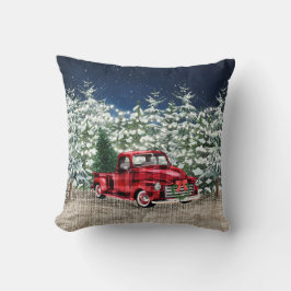 Retro Classic Rustic-julgranen Red Lastbil Kudde