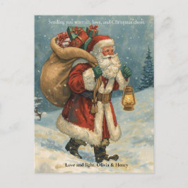 Retro Classic Santa Claus Custom Photo Christmas Helg Vykort