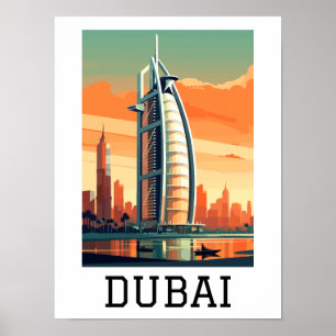 Retro Classic Travel Dubai UAE Poster