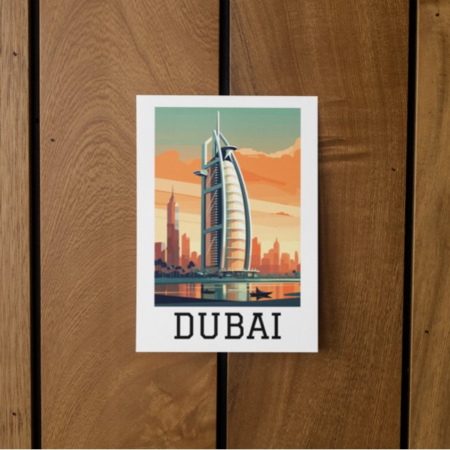 Retro Classic Travel Dubai UAE Vykort (dubai uae retro vintage travel postcard)