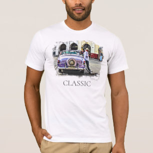 *~* Retro Classic Vintage Antique Man Leaning Car T Shirt
