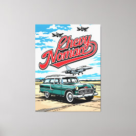Retro Classic Wagon Sky Pop Art Illustration Print Canvastryck