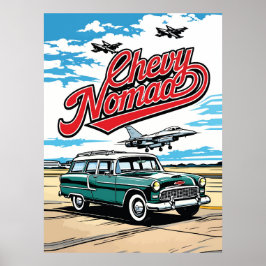 Retro Classic Wagon Sky Pop Art Illustration Print Poster