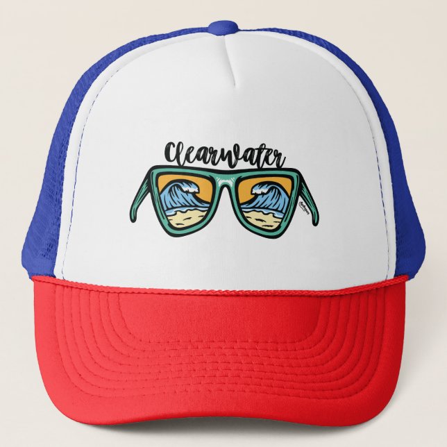 Retro Clearwater Beach-grafik på båda sidor Keps (Framsida)