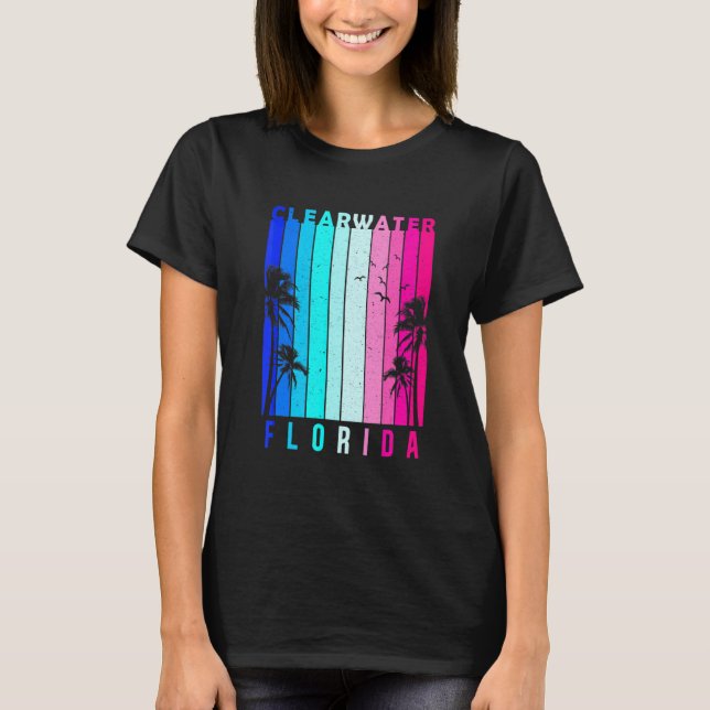 Retro Clearwater Florida Beach Summer Tropical Sou T Shirt (Framsida)