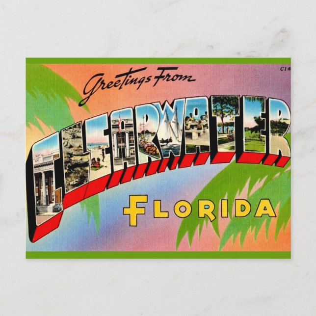 Retro Clearwater Florida Vykort (Framsida)