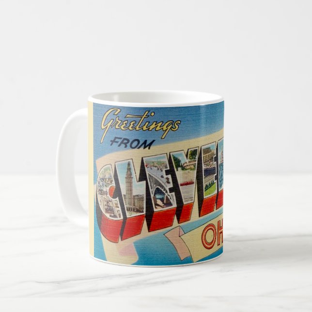 Retro Cleveland Ohio Välkomstmugg Kaffemugg (Framsida vänster)