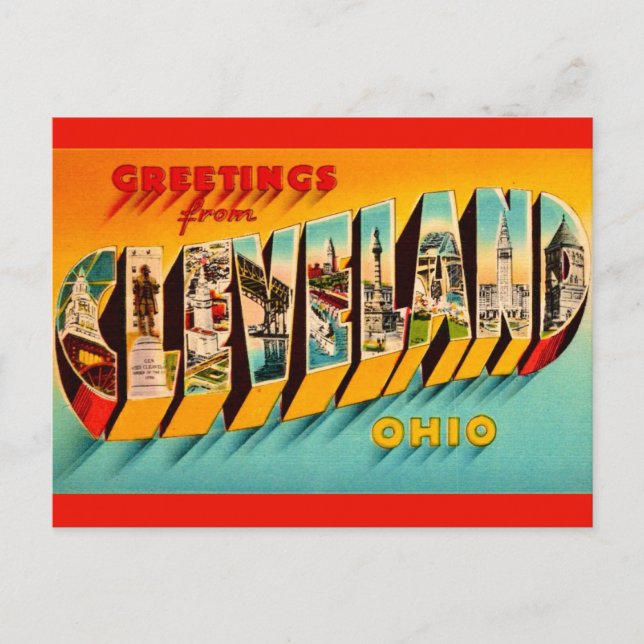 Retro Cleveland Ohio vykort (Framsida)