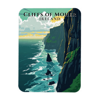 Retro Cliffs of Moher Ireland Landscape Travel Magnet