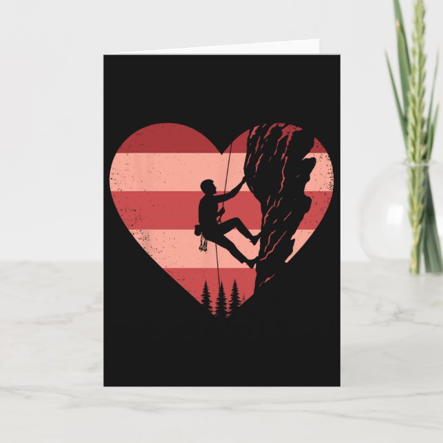 Retro Climbing Heart Valentine Klättrare Dam Herr Kort (Framsida)