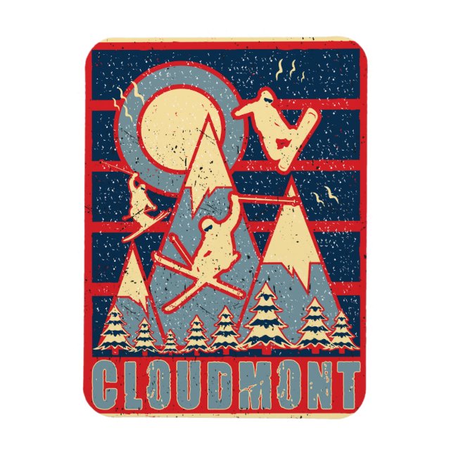 Retro Cloudmont Ski 80s Magnet (Vertikal)