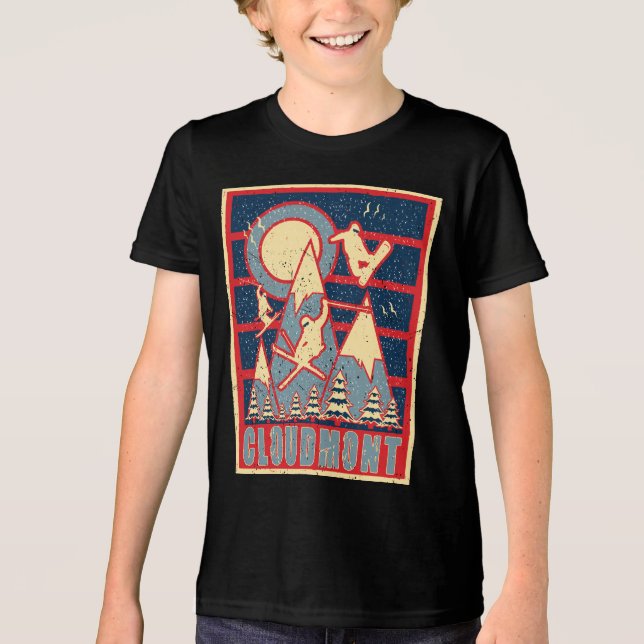 Retro Cloudmont Ski 80s T Shirt (Framsida)