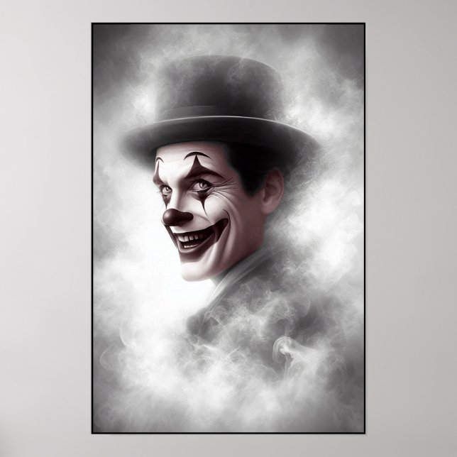 Retro Clownporträtt Med Hatt Poster (Framsidan)