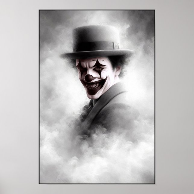 Retro Clownporträtt Med Hatt Poster (Framsidan)