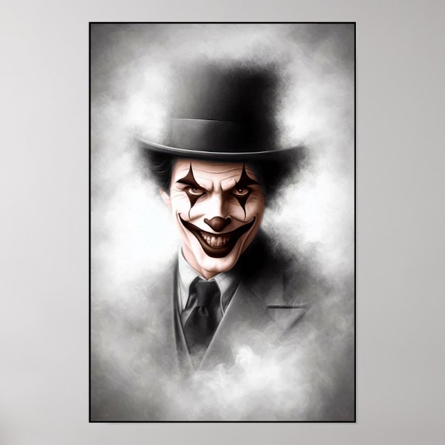 Retro Clownporträtt Med Hatt Poster (Framsidan)