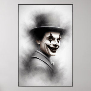 Retro Clownporträtt Med Hatt Poster