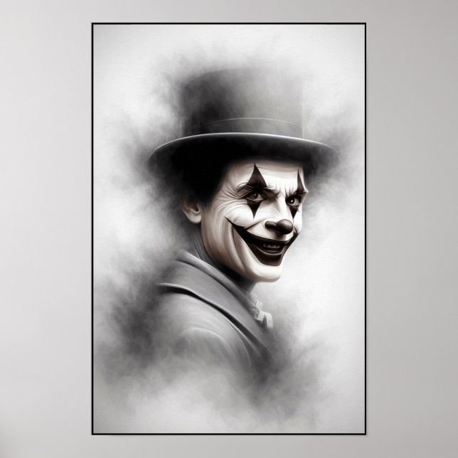 Retro Clownporträtt Med Hatt Poster (Framsidan)