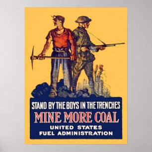 Retro Coalminer och Doughboy för vintage WW1 Poster