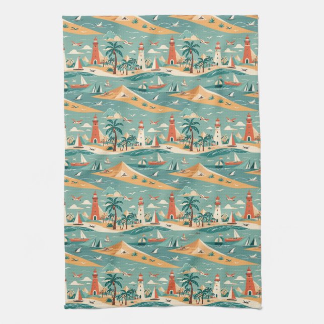 Retro Coastal Kitchen Towel Kökshandduk (Vertikal)
