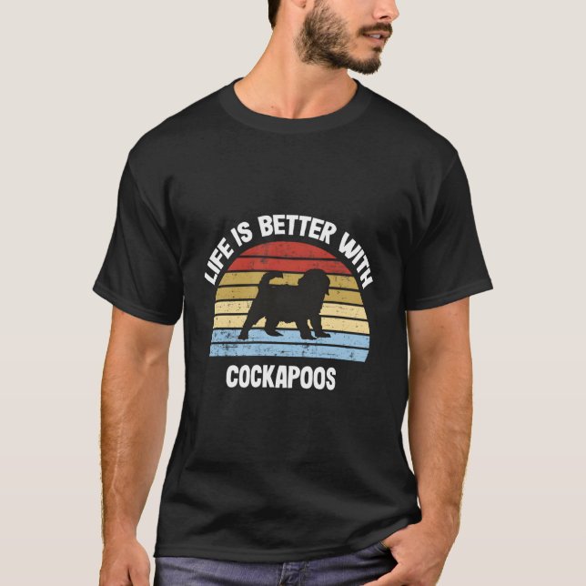 Retro Cockapoo Hund Gift till jul T Shirt (Framsida)