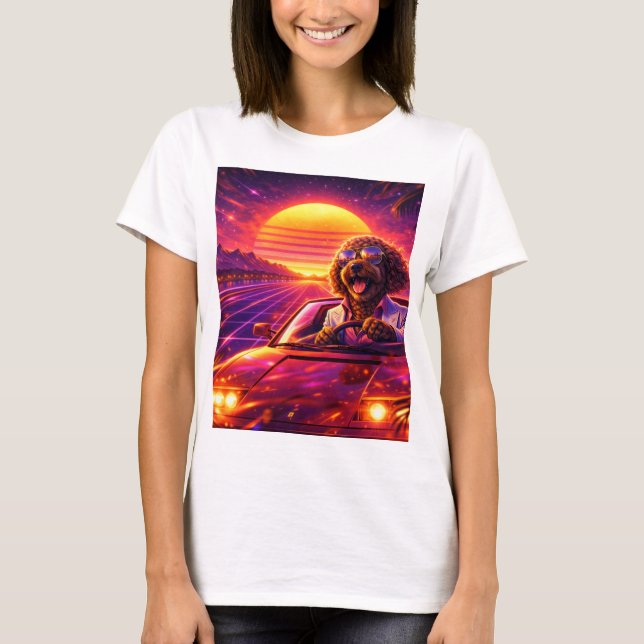 Retro Cockapoo Kör T-shirt 80s Bil (Framsida)