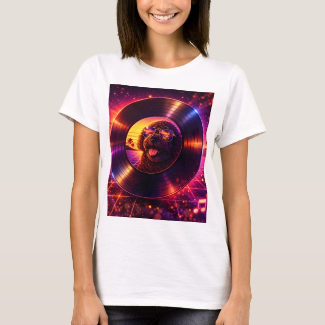Retro Cockapoo Vinyl Record T Shirt 80s Music (Framsida)