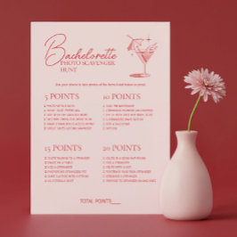 Retro Cocktail Bachelorette Game Scavenger Hunt Inbjudningar