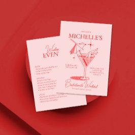 Retro Cocktail Bachelorette Helg Itinerary Inbjudningar
