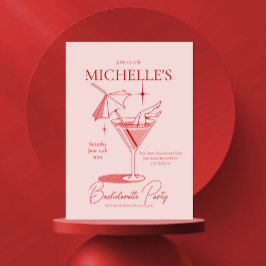 Retro Cocktail Bachelorette Party Inbjudningar