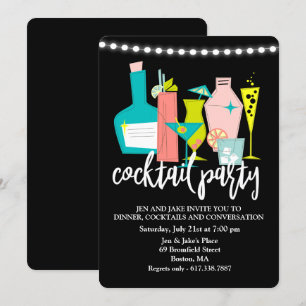Retro Cocktail Drinks Cocktailfest Inbjudan