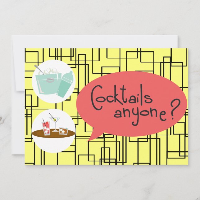 Retro Cocktail-gruppinbjudningar Inbjudningar (Framsida)