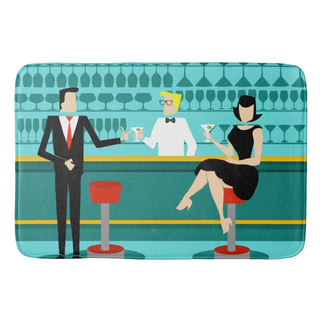 Retro Cocktail Lounge Bath Mat Badrumsmatta (Framsidan)