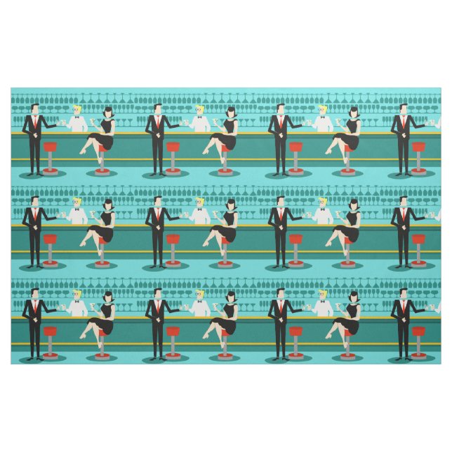 Retro Cocktail Lounge Fabric Tyg (Fat Quarter)