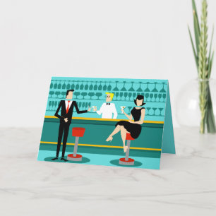 Retro Cocktail Lounge Greeting Card Kort