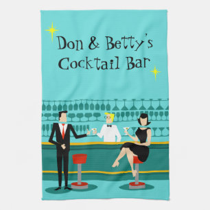 Retro Cocktail Lounge Kitchen Towel Kökshandduk
