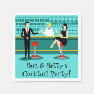 Retro Cocktail Lounge Pappra Napkins Pappersservett