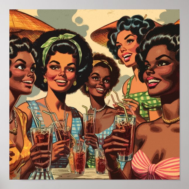Retro Cocktail Party Girls Poster (Framsidan)