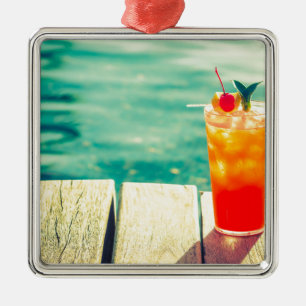 Retro cocktail sunset bassäng pub julgransprydnad metall
