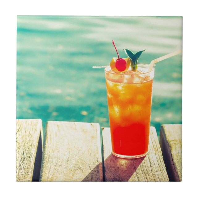 Retro cocktail sunset bassäng pub kakelplatta (Framsidan)