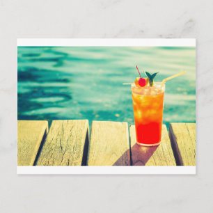 Retro cocktail sunset bassäng pub vykort