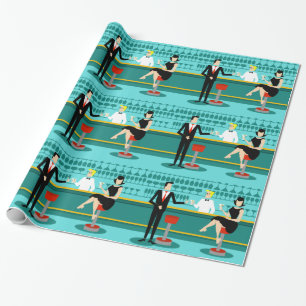Retro cocktailbar som slår in papper presentpapper