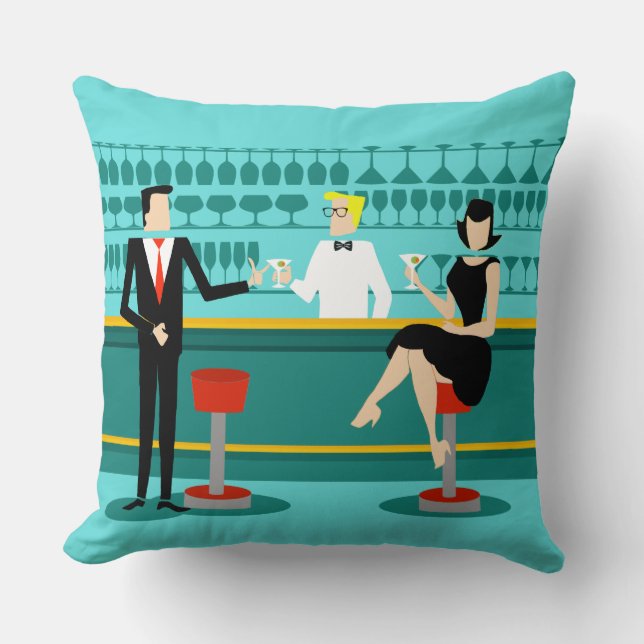 Retro cocktailbardekorativ kudde (Framsida)