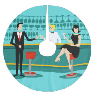 Retro cocktailbarjulgrankjol julgransmatta borstad polyester