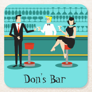 Retro cocktailbarpapperskustfartyg underlägg papper kvadrat