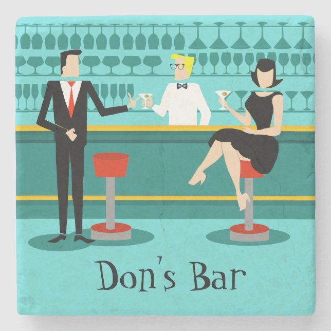 Retro cocktailbarstenkustfartyg underlägg sten (Framsidan)