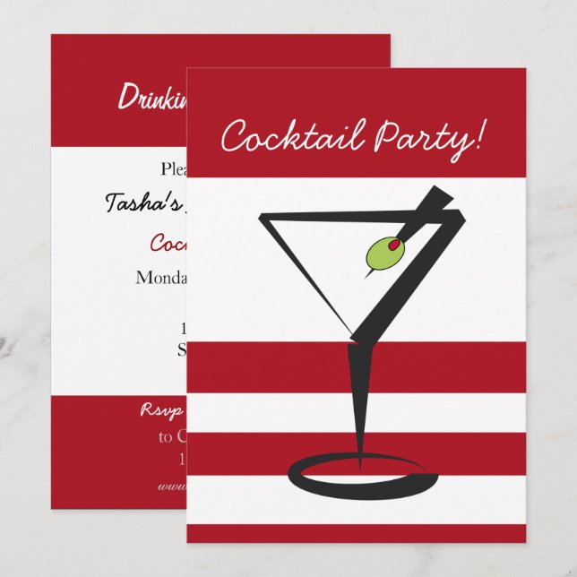 Retro cocktailparty-inbjudan inbjudningar (Fram/baksida)